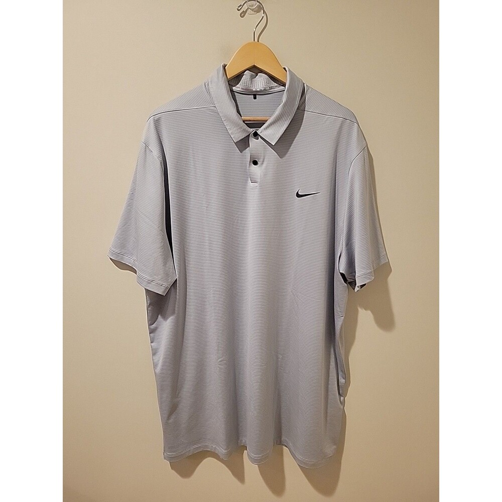 Nike Golf /Tiger Woods Shirt Air Flow Jacquard Stripe Cooling Polo Top Blue 2XL